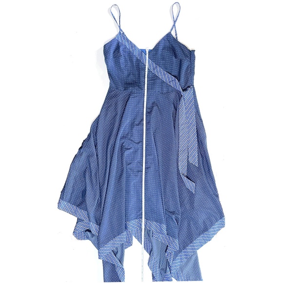 Banana Republic Blue Dotted Handkerchief Hem Dress Sz 4P - Picture 4 of 12